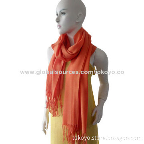 Cotton scarf with plain dyed, measures 180*70+8cm, classic style, soft texture